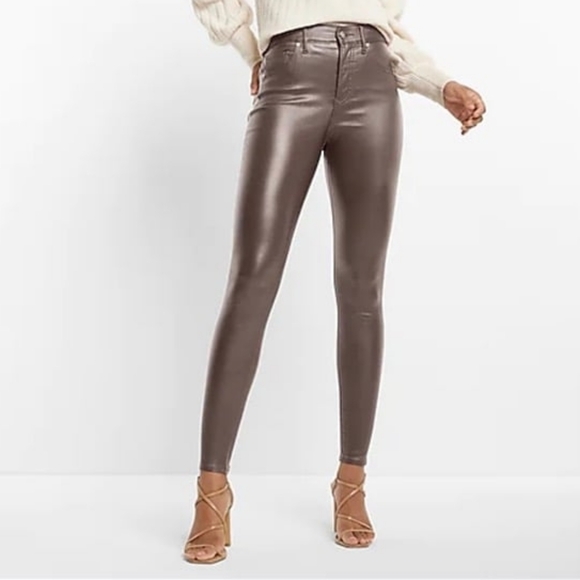 Express Denim - Express High Rise Skinny High Rise Jeans in Metallic Bronze Size 2 New